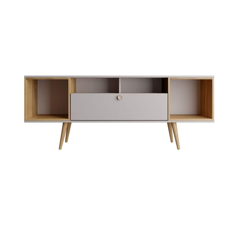 Theodore 62.99 In. Storage Media Cabinet Console - Off White and Cinnamon