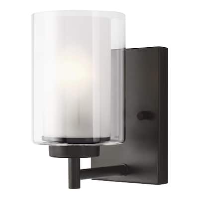 Sea Gull Elmwood Park 1-light Satin Etched Glass Wall/Bath Sconce