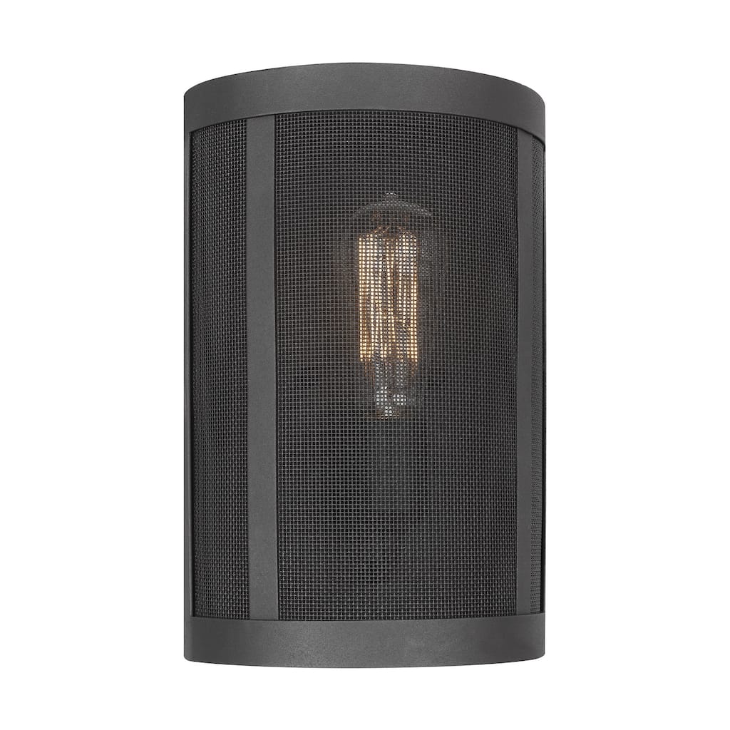 Generation Lighting Gereon traditional 1-light indoor dimmable bath vanity wall sconce in black finish.