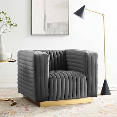 Charisma Channel Tufted Performance Velvet Accent Armchair
