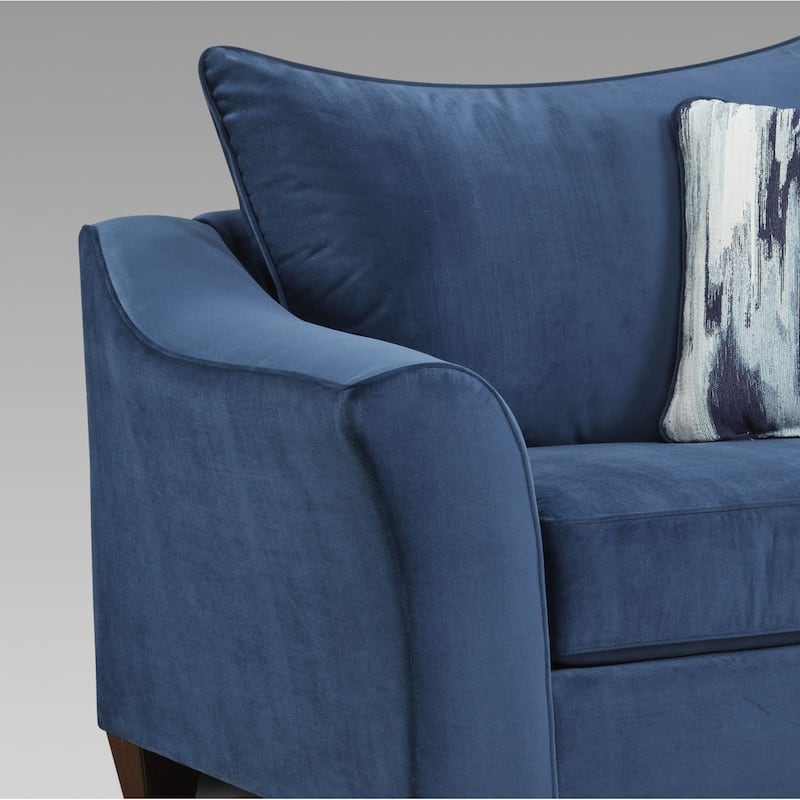 Roundhill Furniture Camero Fabric Pillowback Sofa and Loveseat Set in Navy Blue