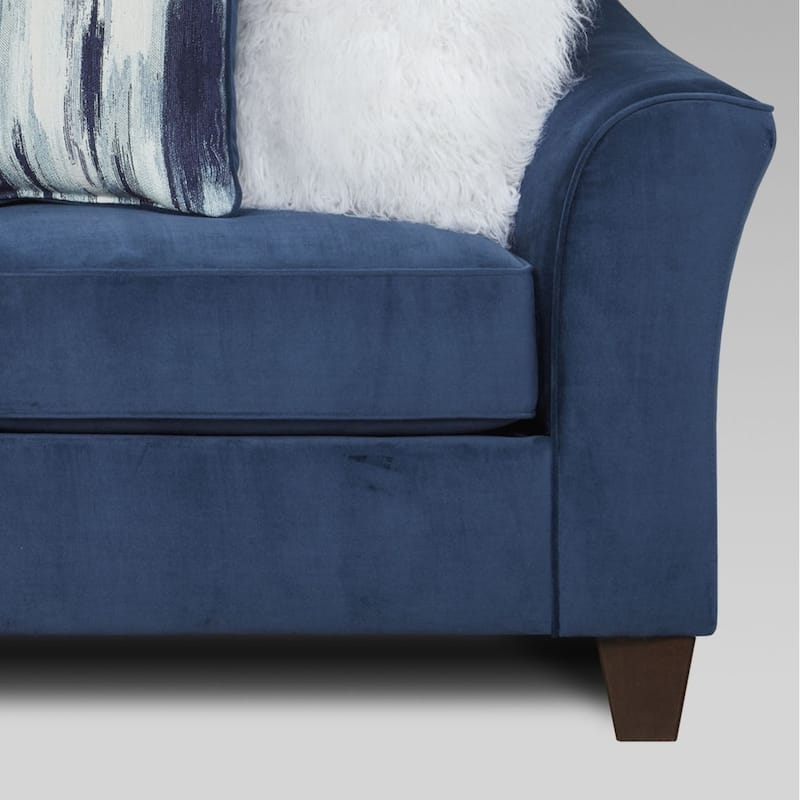 Roundhill Furniture Camero Fabric Pillowback 3-Piece Sofa Set in Navy Blue