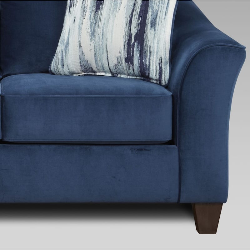 Roundhill Furniture Camero Fabric Pillowback Loveseat in Navy Blue