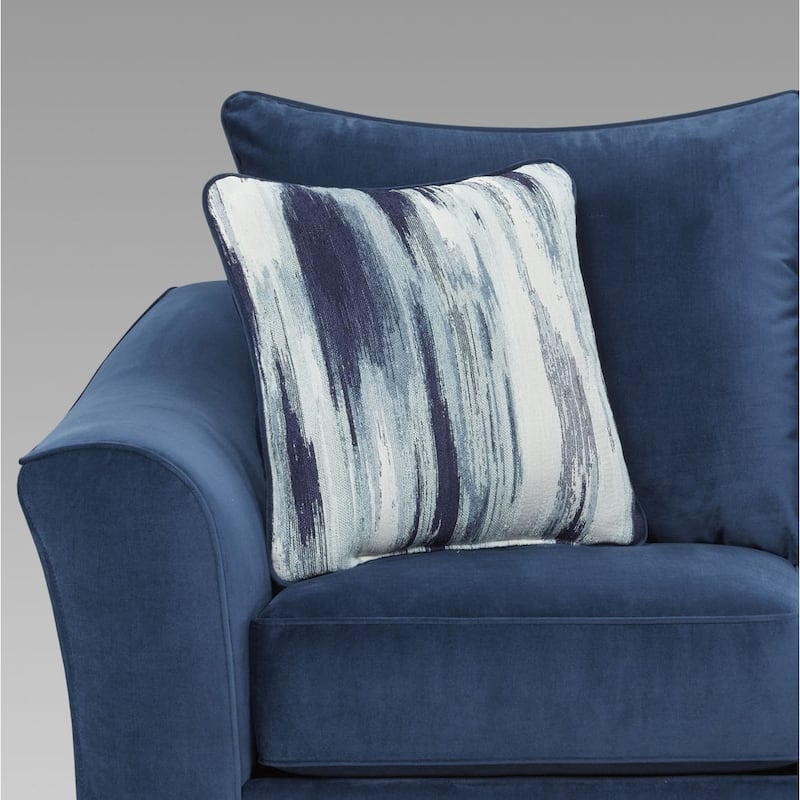 Roundhill Furniture Camero Fabric Pillowback Loveseat in Navy Blue