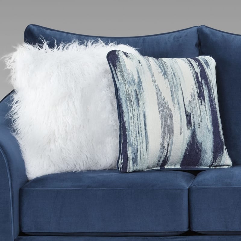 Roundhill Furniture Camero Fabric Pillowback Sofa in Navy Blue