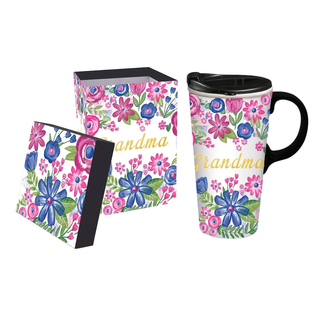 Grandma 17 fl. oz. Ceramic Travel Cup with Matching Gift Box