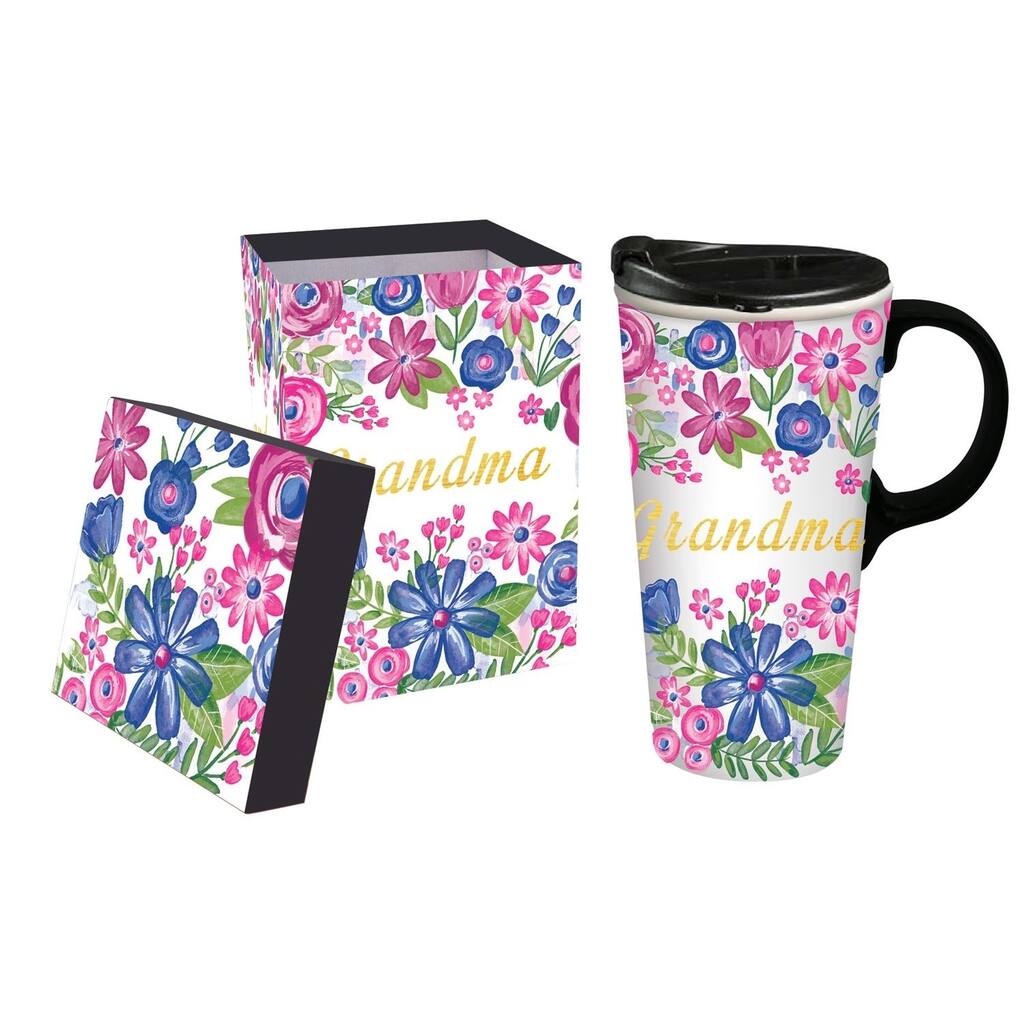 Grandma 17 fl. oz. Ceramic Travel Cup with Matching Gift Box