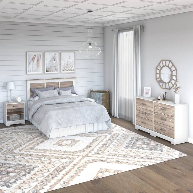 River Brook 3-piece Full/Queen Bedroom Set from kathy ireland Home - White / Barnwood