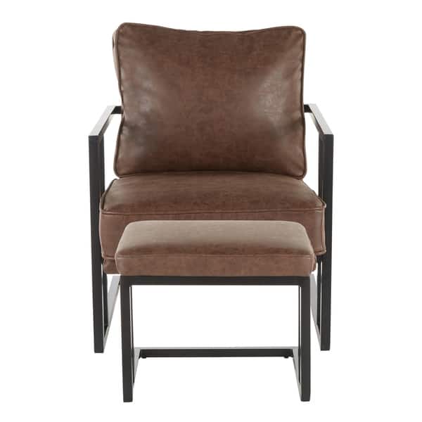 Shop Roman Industrial Faux Leather Lounge Chair Ottoman Set On
