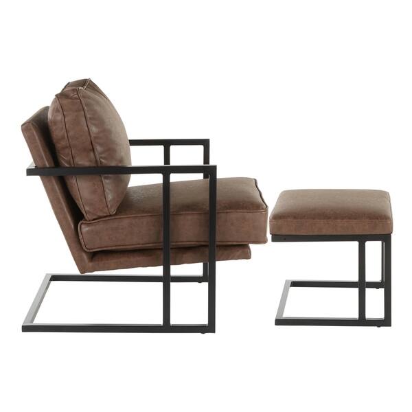 Shop Roman Industrial Faux Leather Lounge Chair Ottoman Set On