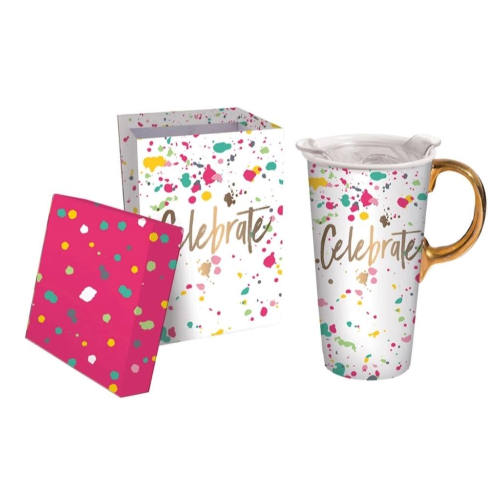 Celebrate 17 fl. oz. Ceramic Travel Cup w/ Tritan Lid and Matching Gift Box