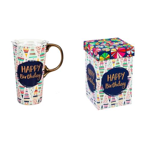 Birthday Confetti 17 fl. oz. Ceramic Travel Cup w/ Tritan Lid and Matching Gift Box