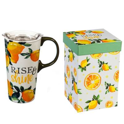 Lemon Drop Collection 17 fl. oz. Ceramic Travel Cup w/ Tritan Lid and Matching Gift Box