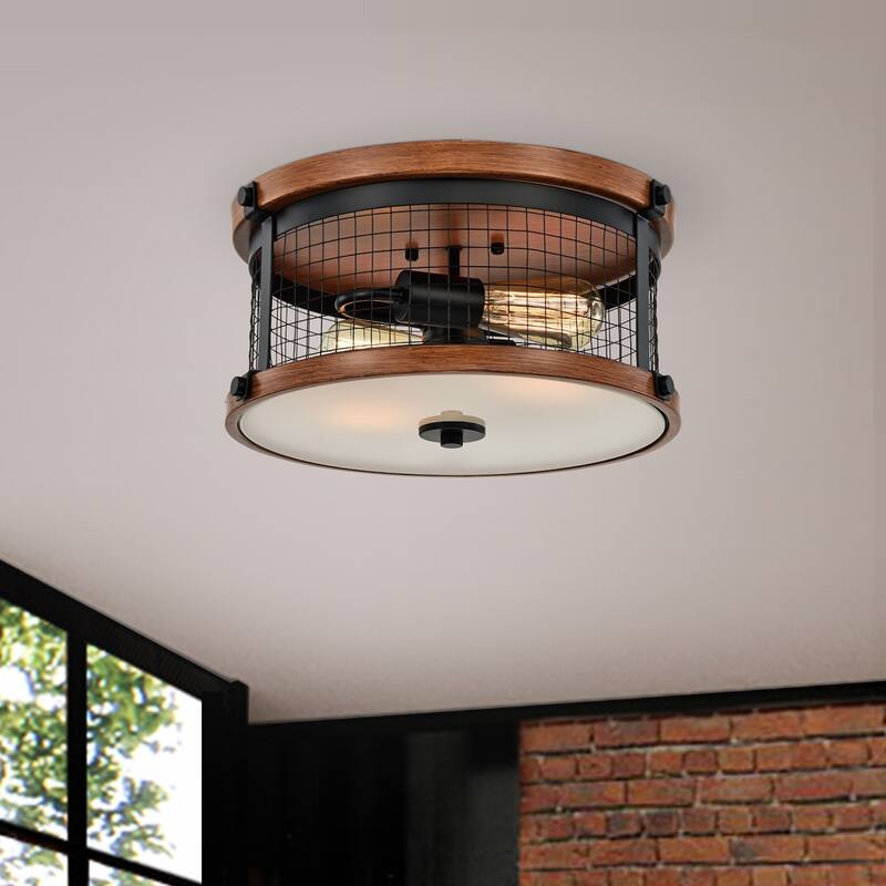 Rose Matte Black Two Light Flush Mount Chandelier