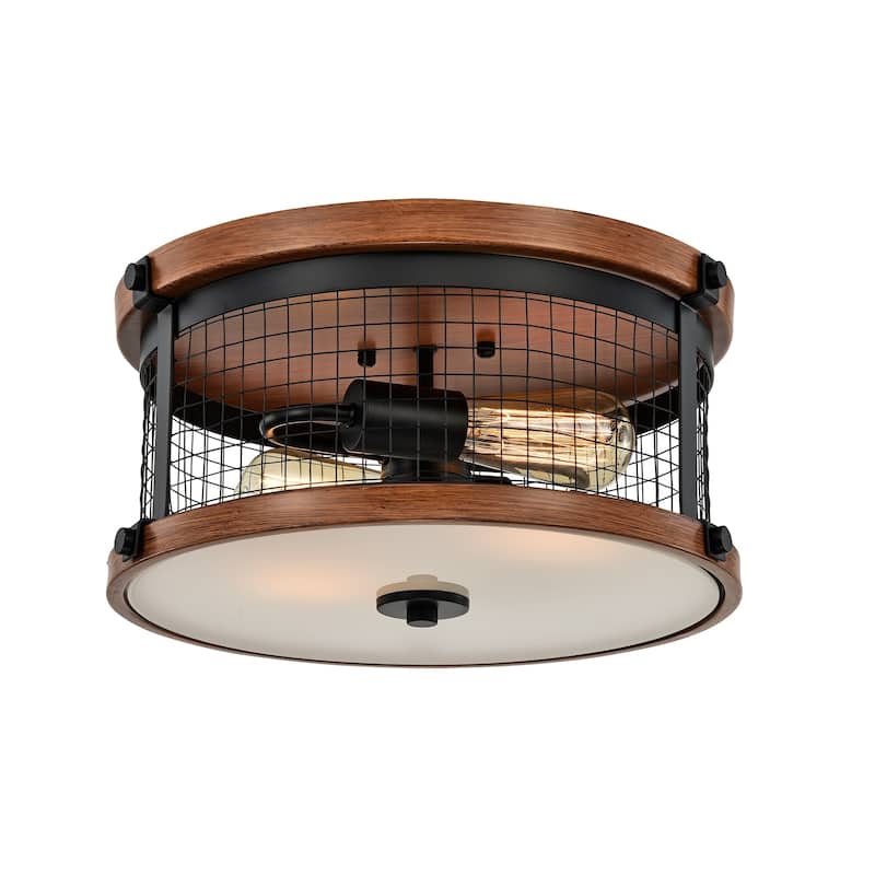 Rose Matte Black Two Light Flush Mount Chandelier