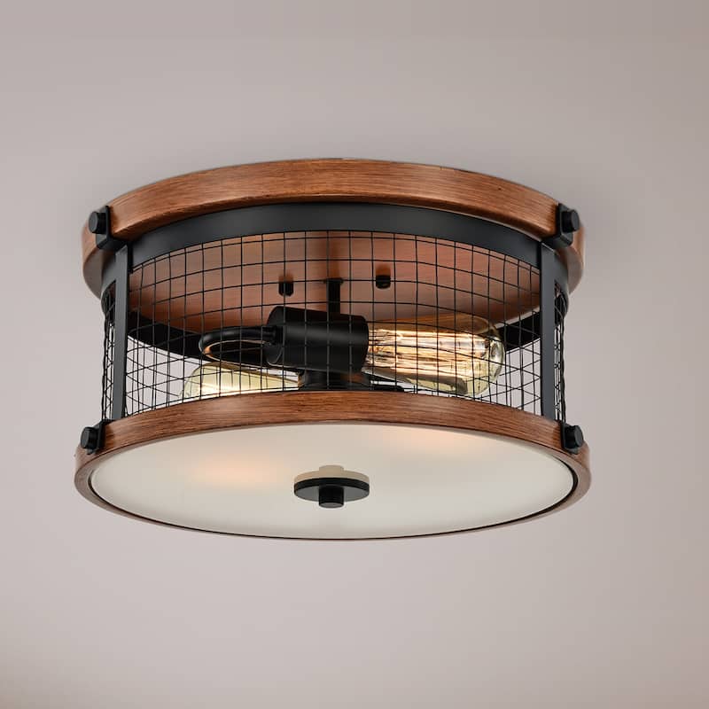 Rose Matte Black Two Light Flush Mount Chandelier