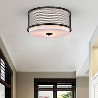 Vira Black and White Three Light Flush Mount Chandelier
