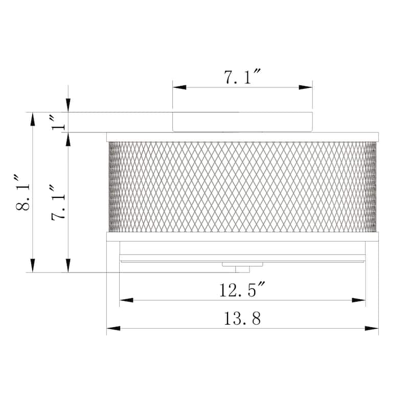 Vira Black and White Three Light Flush Mount Chandelier