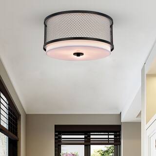 Vira Black and White Three Light Flush Mount Chandelier