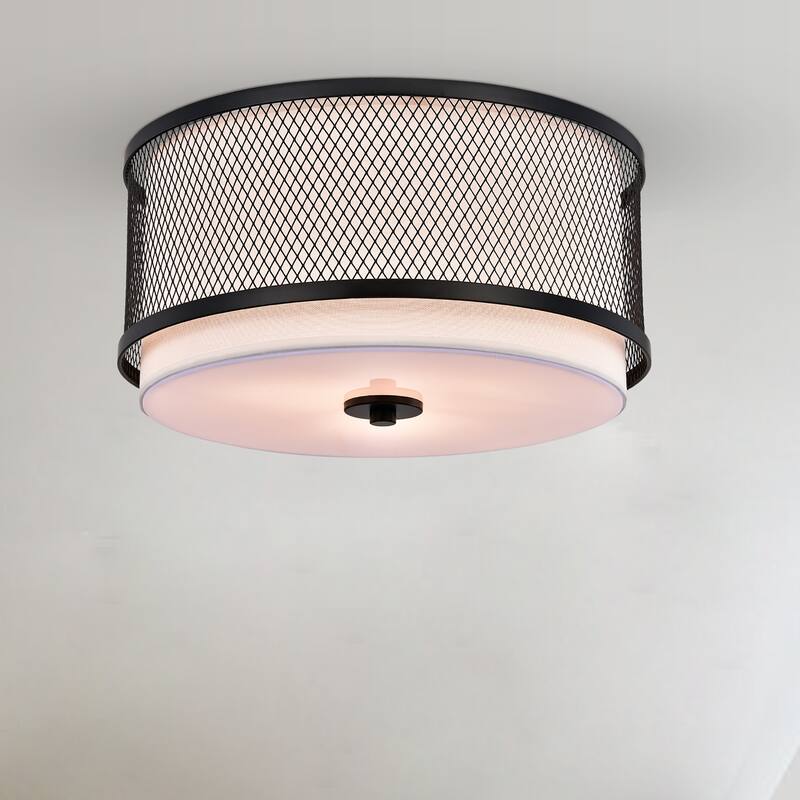 Vira Black and White Three Light Flush Mount Chandelier