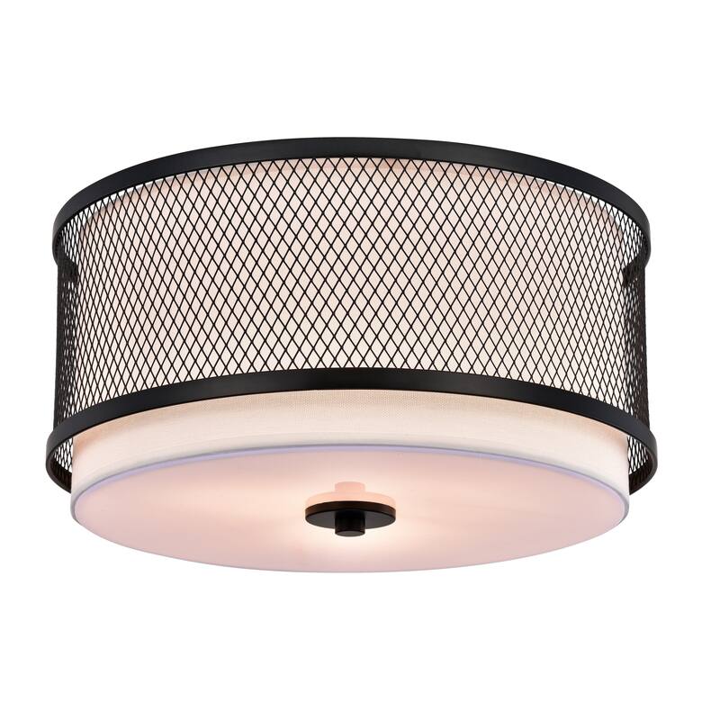 Vira Black and White Three Light Flush Mount Chandelier
