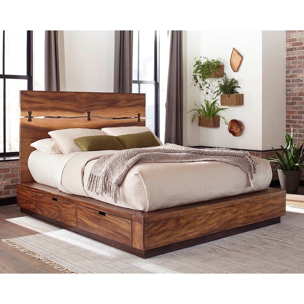 Mallory Smokey Walnut and Coffee Bean Storage Platform Bed
