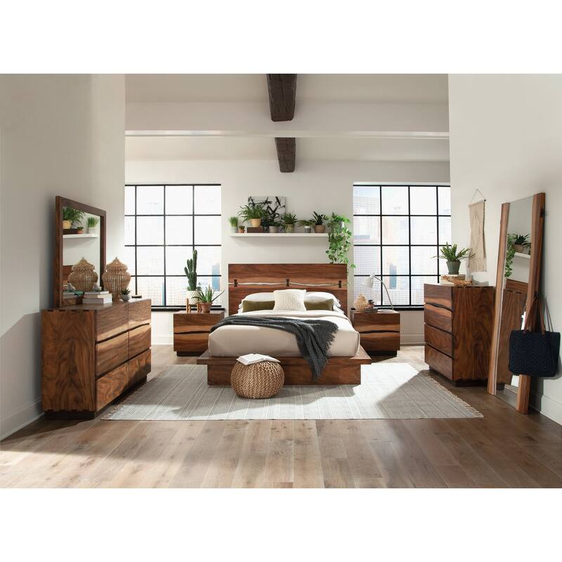 Mallory Smokey Walnut and Coffee Bean Platform Bed
