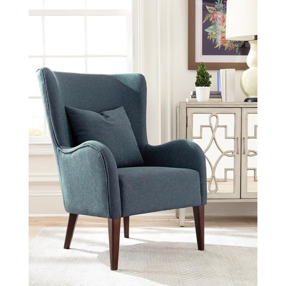 Emmers Dark Teal Curved Arm Accent Chair