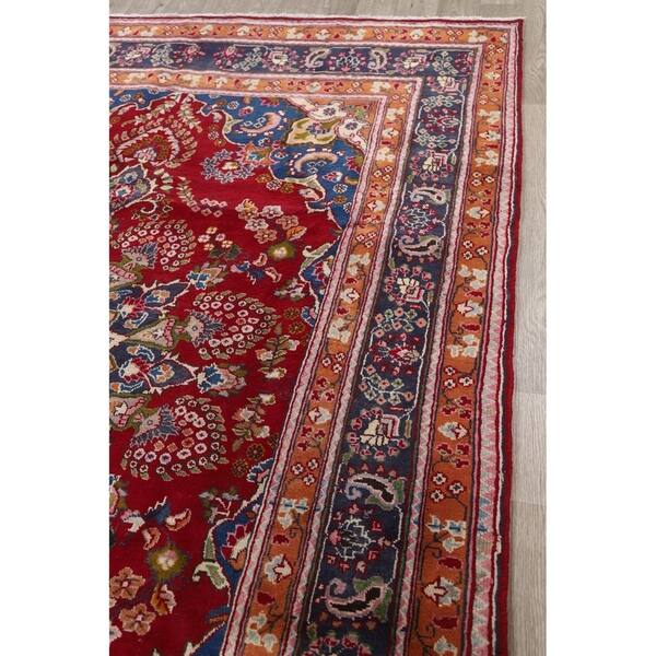 Shop Clearance Floral Red Mashad Persian Area Rug Handmade Living Room 6 6 X 9 11 On Sale Overstock 30693714