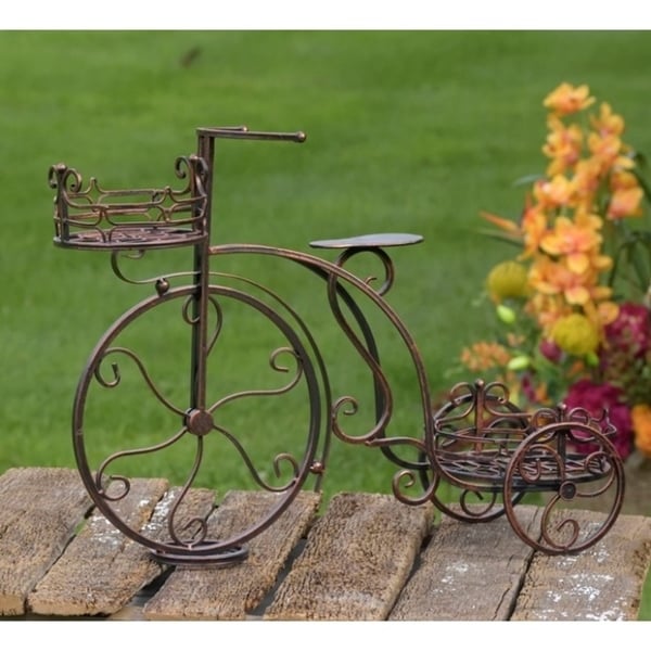 Shop Two Pot Tricycle Plant Stand in Bronze On Sale Overstock