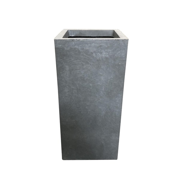 Kante Lightweight Concrete Modern Rectangle Outdoor Planter, 20 Inch Tall, Slate Gray