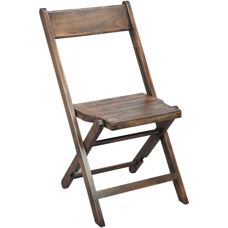 2-Pack Slatted Wood Folding Wedding Chair - Antique Black