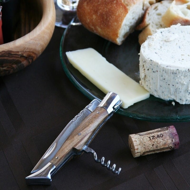 French Home Laguiole Connoisseur Pocket Knife with Cork Screw Olive Wood.