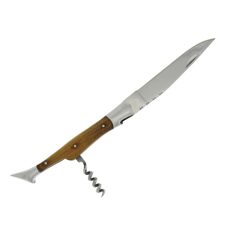 French Home Laguiole Connoisseur Pocket Knife with Cork Screw Olive Wood.
