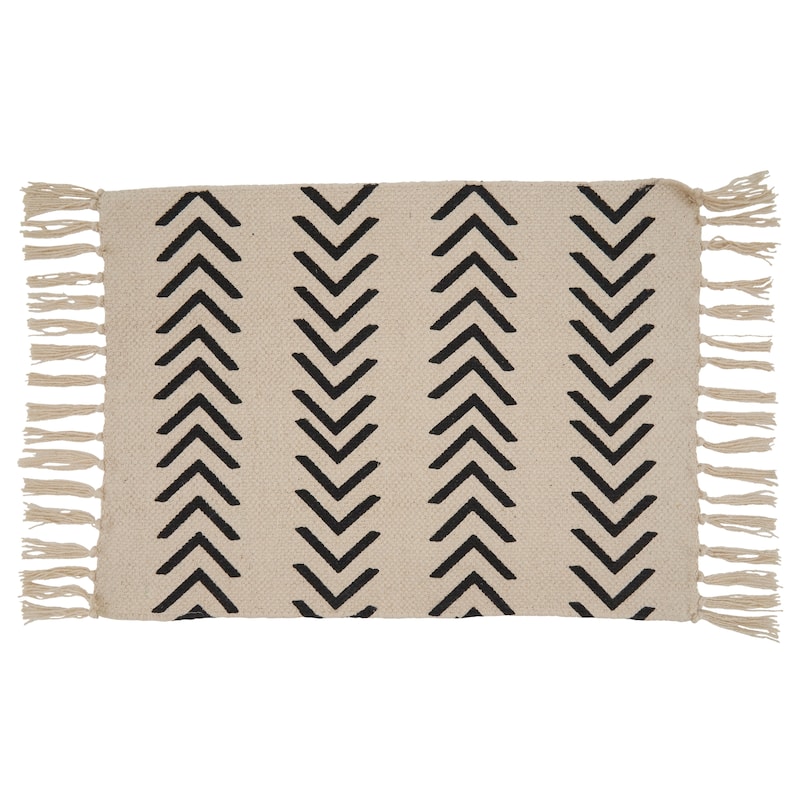 Cotton Placemats With Chevron Design (Set of 4) - Natural