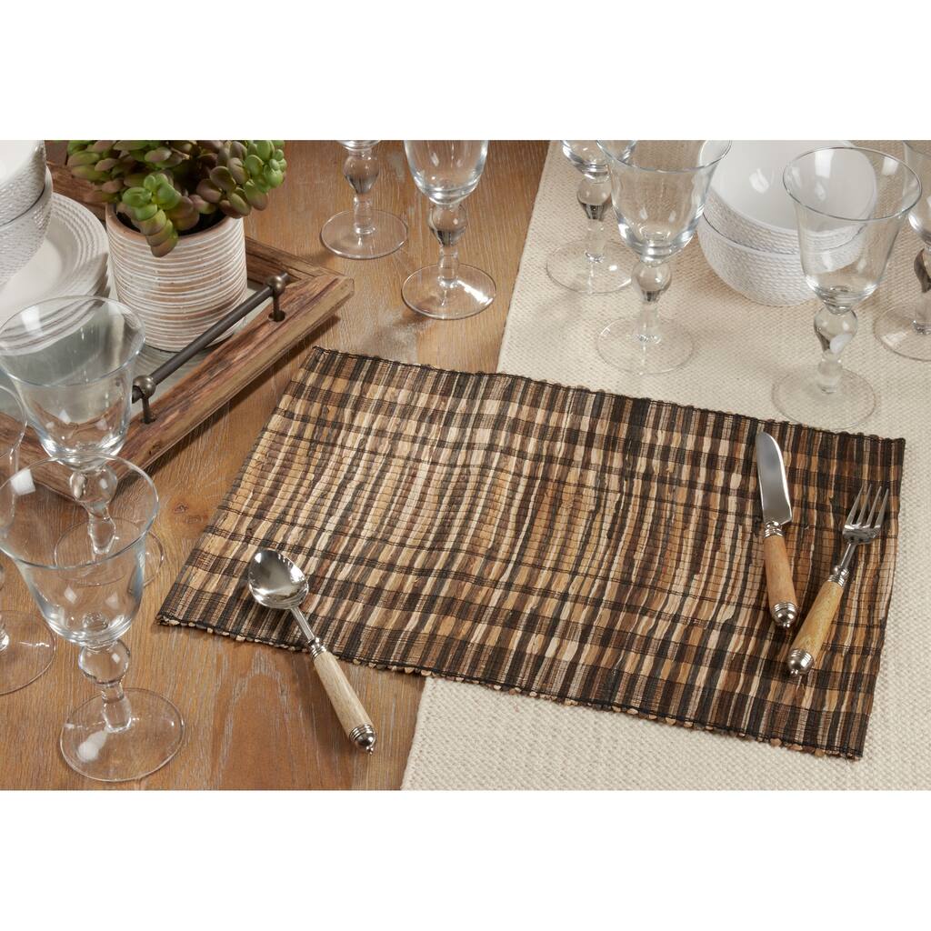 Water Hyacinth Placemats With Striped Design (Set of 4)