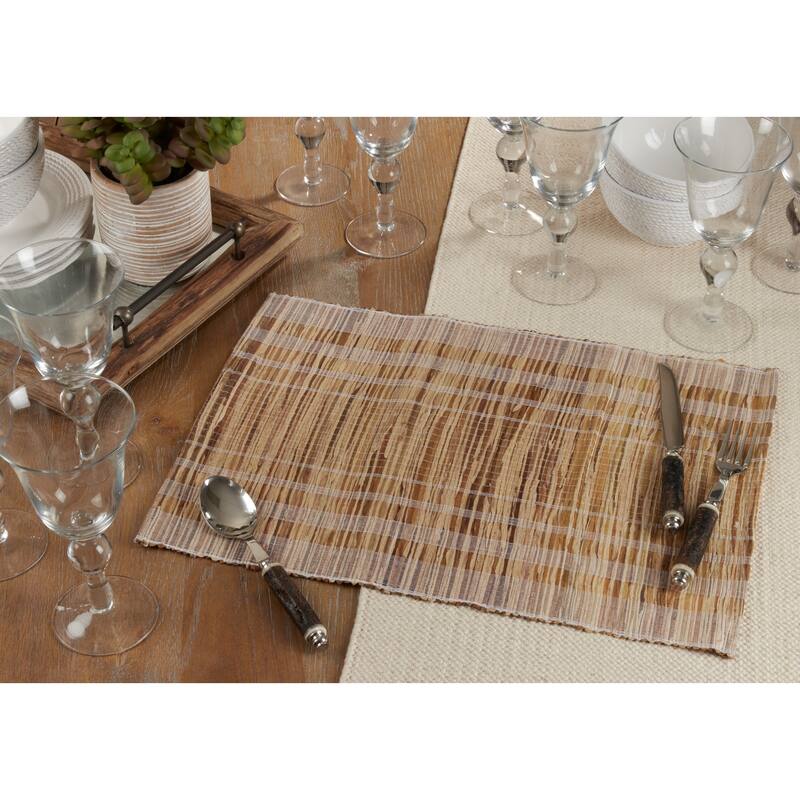 Water Hyacinth Placemats With Striped Design (Set of 4) - White
