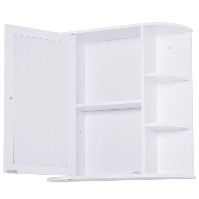 HOMCOM Over-the-Sink Bathroom Storage Organizer Cabinet with Mirrored Door and Multiple Shelves, White