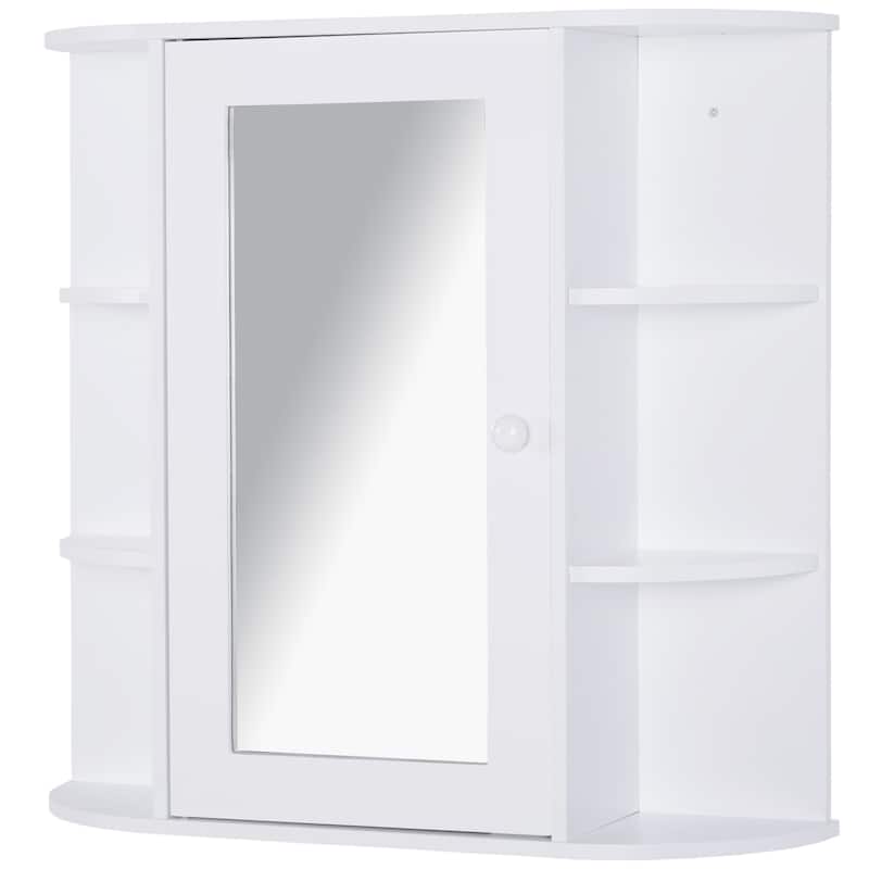 HOMCOM Over-the-Sink Bathroom Storage Organizer Cabinet with Mirrored Door and Multiple Shelves, White