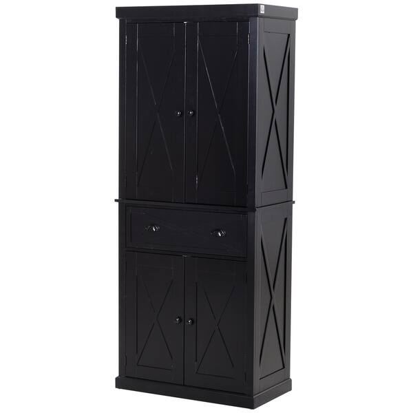 Shop Homcom 6ft Wood Farmhouse Colonial Kitchen Pantry Cabinet With Adjustable Shelves 2 Wood Pantries A Drawer Overstock 30696531