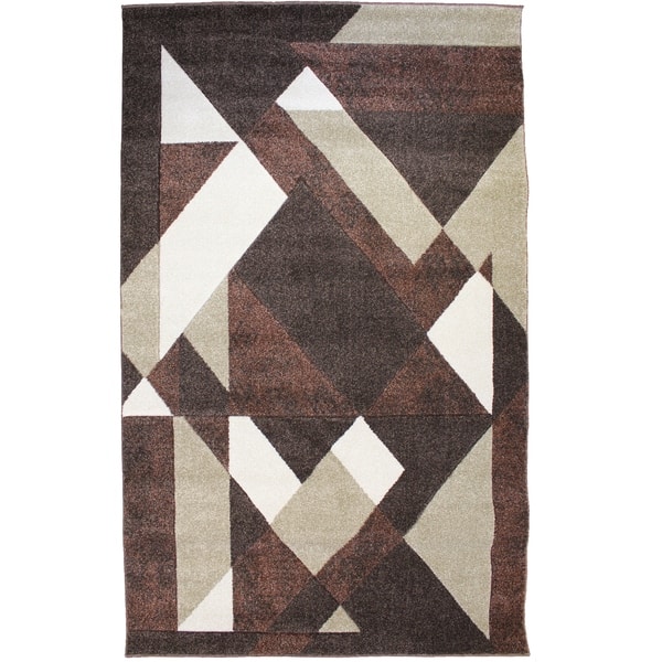 Natural Geo Jasmine Modern Geometric Abstract Chocolate Brown Area Rug Overstock 30696876