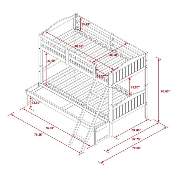 Taylor & Olive Mayapple Rubberwood Twin-over-Full Bunk Bed