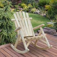 Outsuuny Adirondack Rocking Chair with Slatted Design and Oversize Back for Porch, Poolside, or Garden Lounging