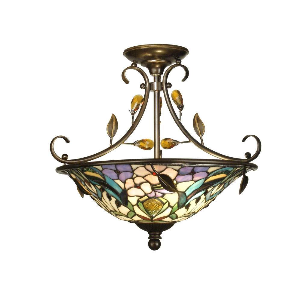 Peony Crystal Tiffany Semi Flush Mount