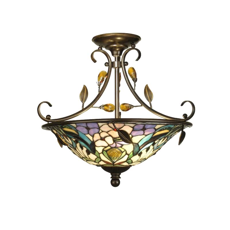 Peony Crystal Tiffany Semi Flush Mount