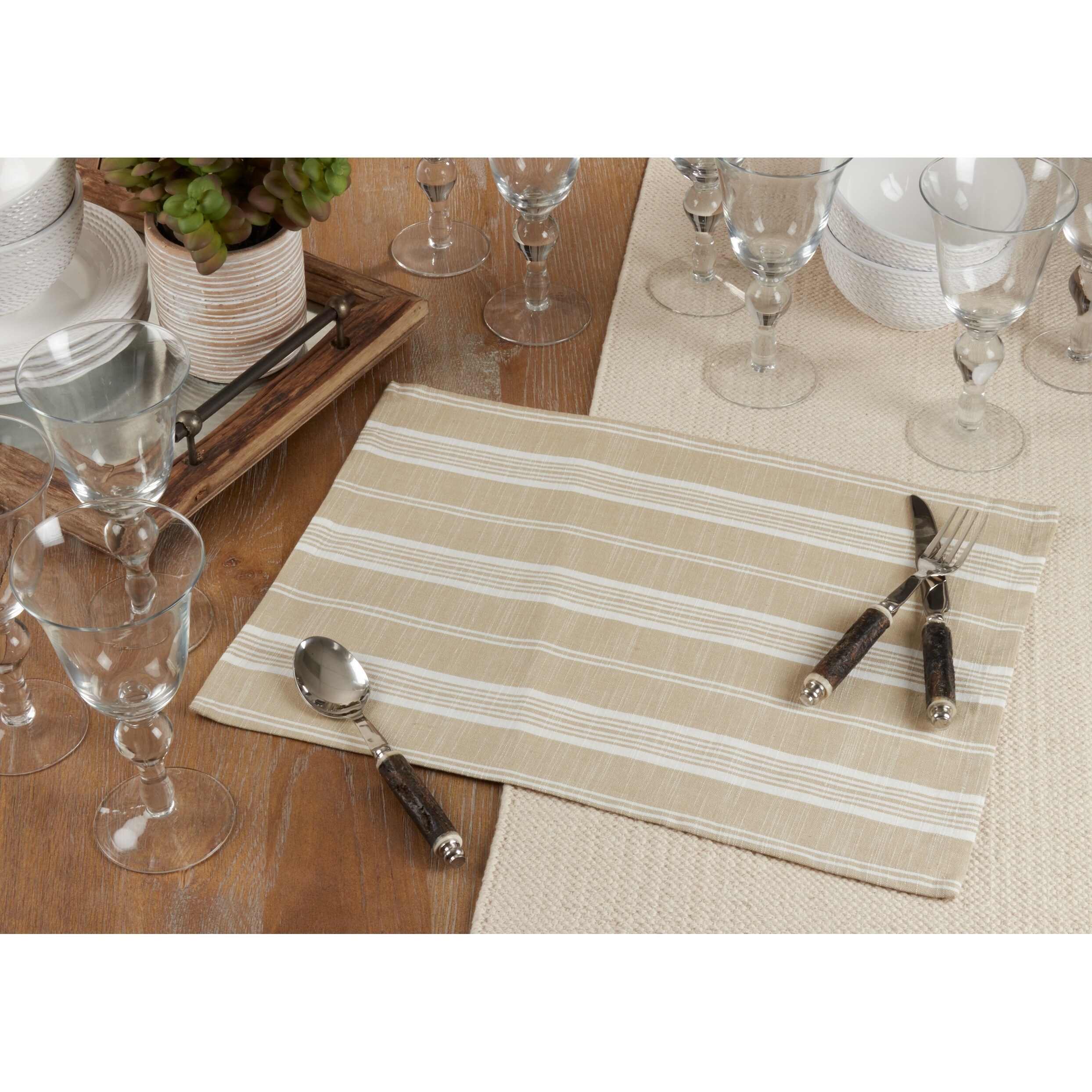 BareDecor Asi Wood Striped Rectangle Placemat & Reviews