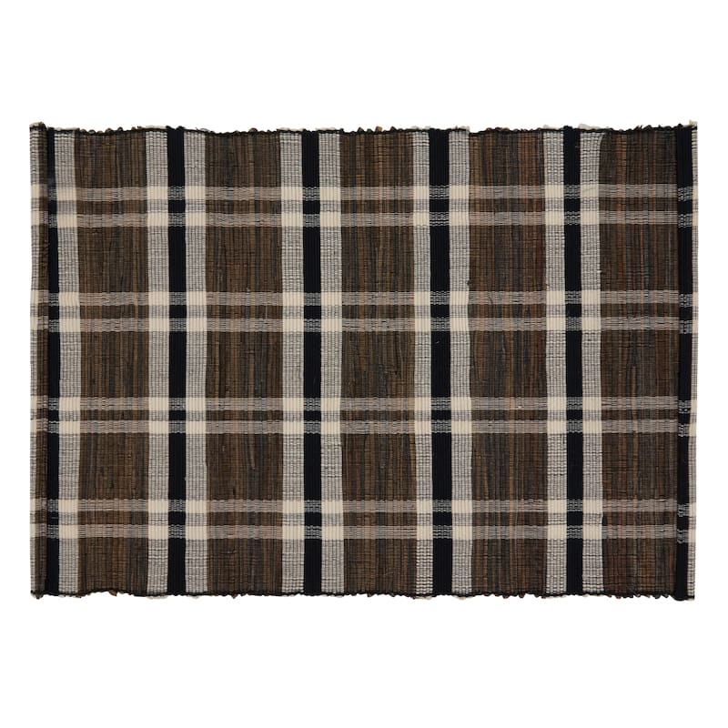 Water Hyacinth Placemats With Plaid Woven Design (Set of 4)