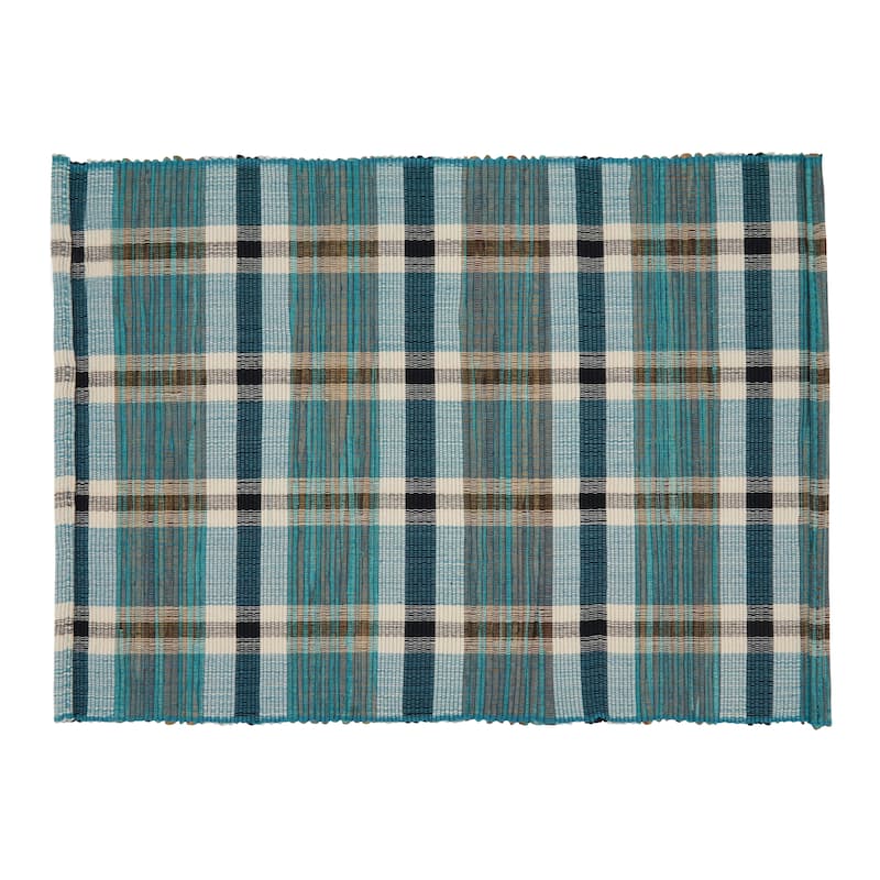 Water Hyacinth Placemats With Plaid Woven Design (Set of 4)