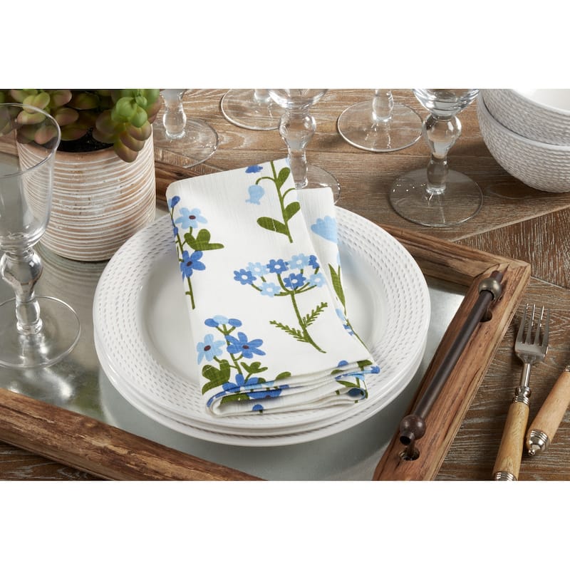 Cotton Table Napkins With Floral Design (Set of 4) - 20" x 20"