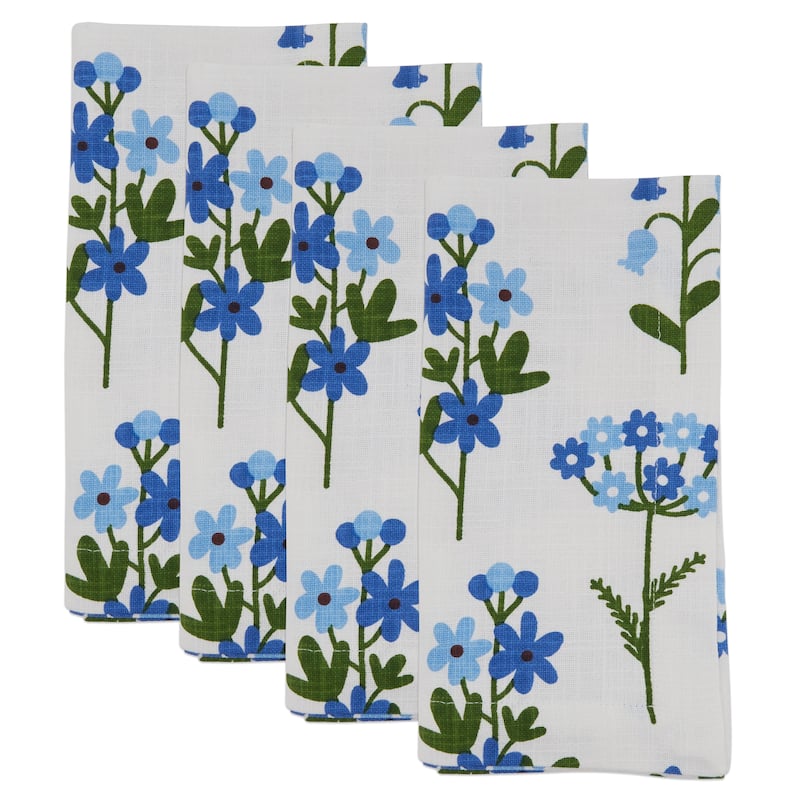 Cotton Table Napkins With Floral Design (Set of 4) - 20" x 20"